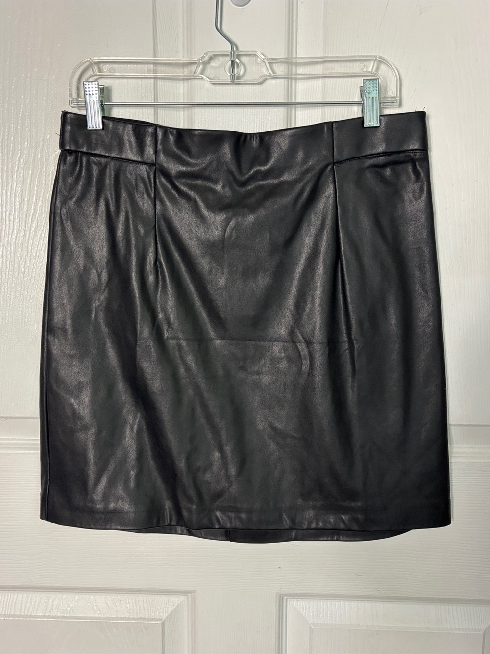 NEW DYNAMITE Jupe PU Jet Black Faux Leather High Waist Mini Skirt Size Large